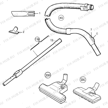 Взрыв-схема пылесоса Electrolux Z1940T - Схема узла L10 Hose B